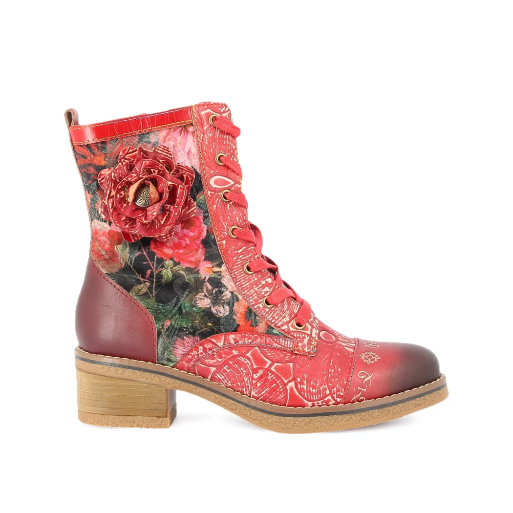 Image (2) de la chaussures Laura Vita - Bottines Rouge en Cuir et textile