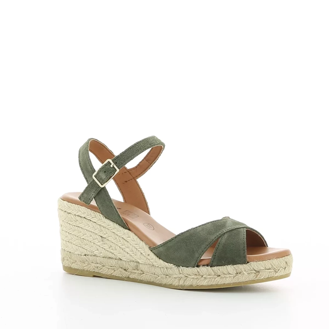 Image (1) de la chaussures Espadrille Basque - Sandales et Nu-Pieds Vert en Cuir nubuck